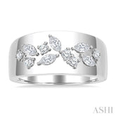 1/2 Ctw Marquise and Round Cut Diamond Fashion Wide Band in 14K White Gold